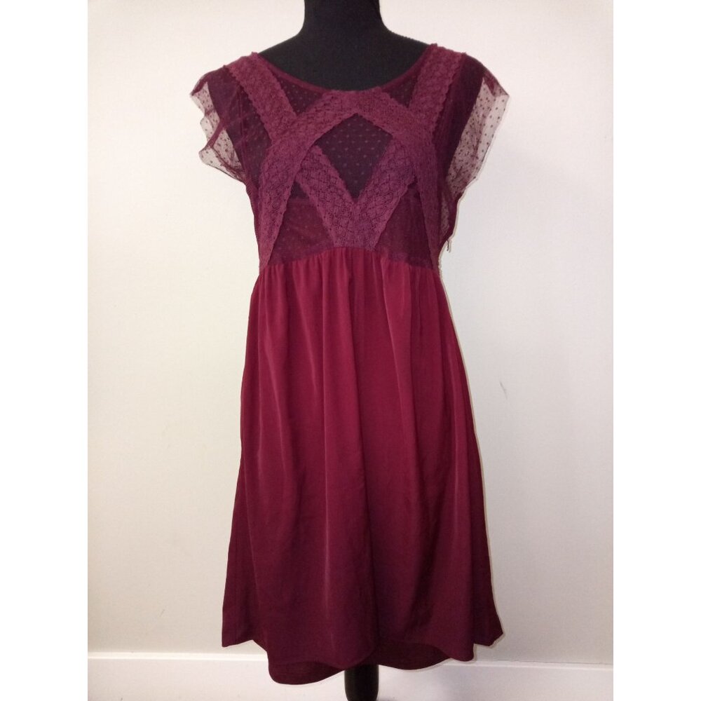 American Eagle Outfitters Burgundy Lace Mini Dress Size 2